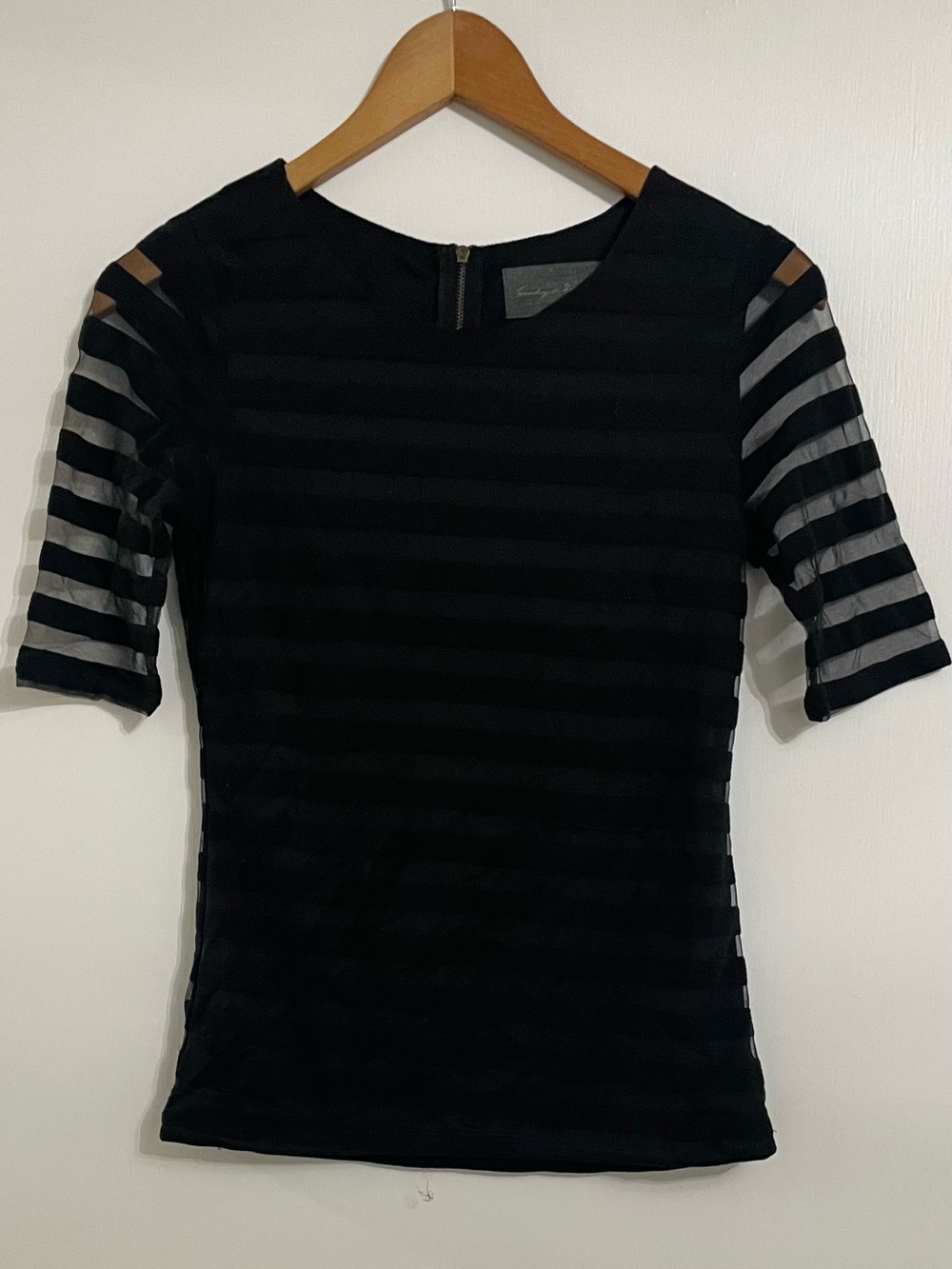 Sunday in Brooklyn Black Striped Sheer Sleeve Top
